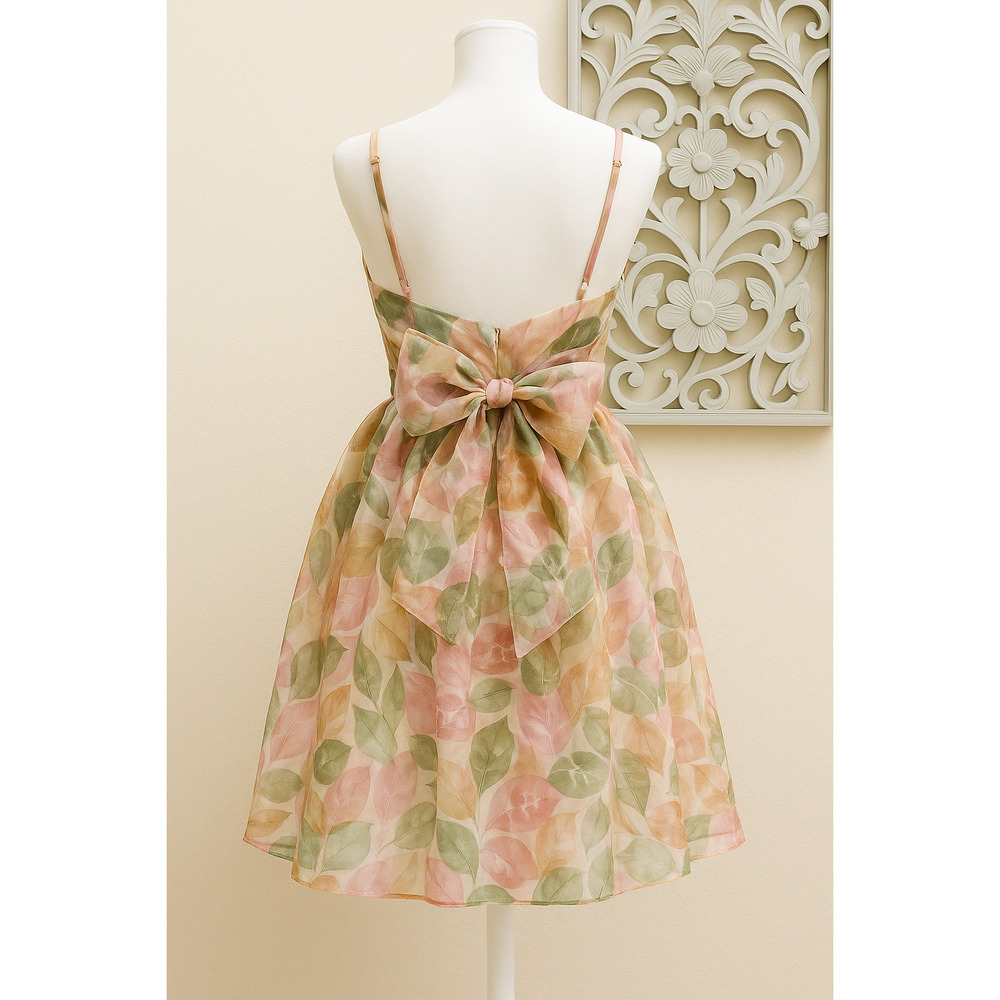 Aura S Organza Floral Sundress Cottagecore Academia Wedding Party Guest Dress - Picture 2 of 14